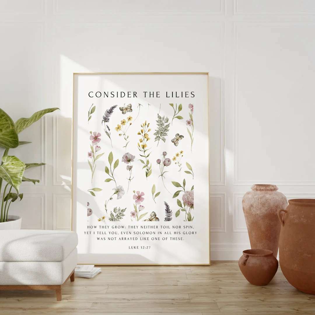 Consider the Lilies Flower Market Christian Wall Art Luke - Etsy | Etsy (US)
