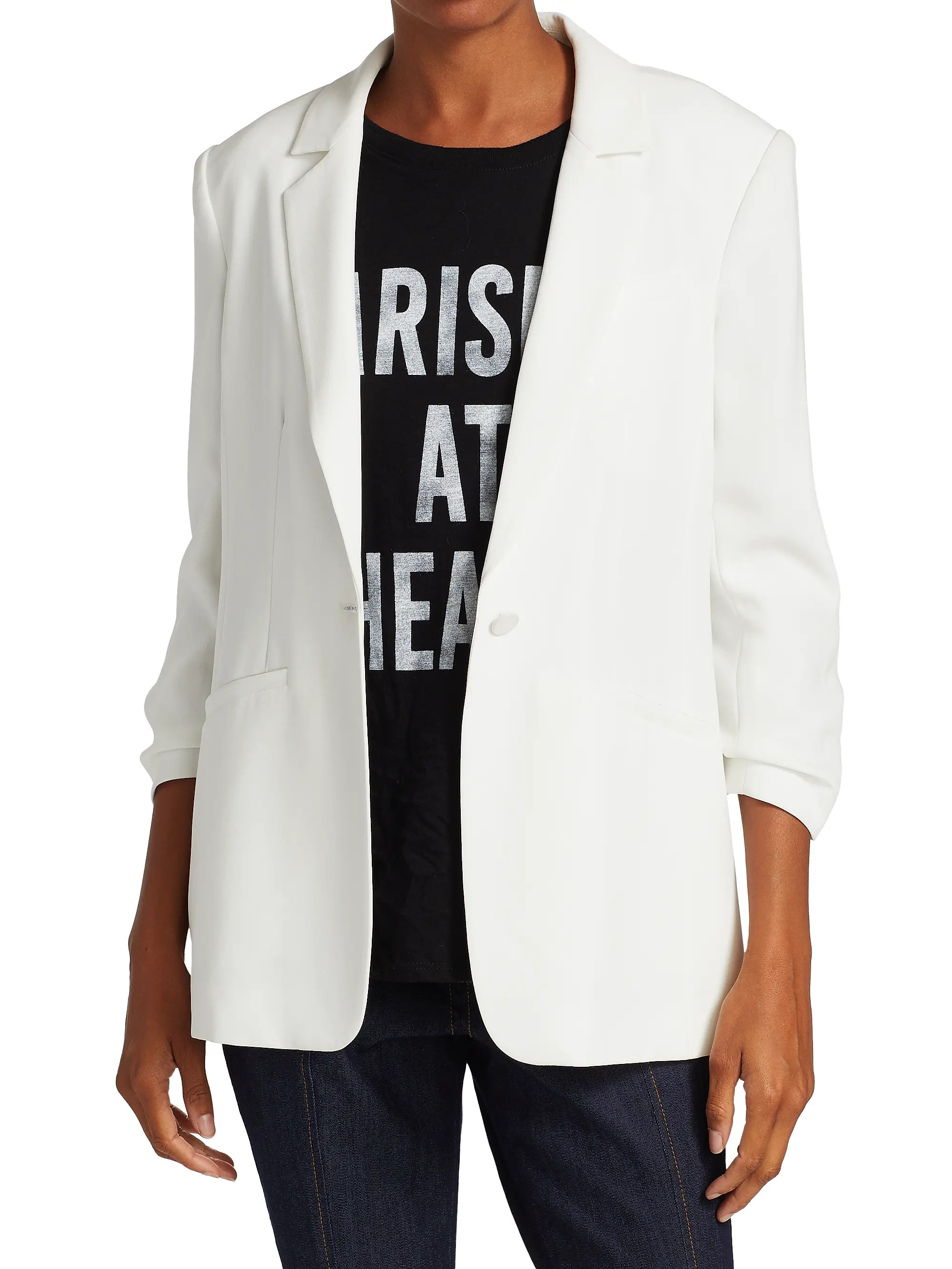 Cinq \u00e0 Sept Khloe Crepe Ruched Blazer | Saks Fifth Avenue | Saks Fifth Avenue