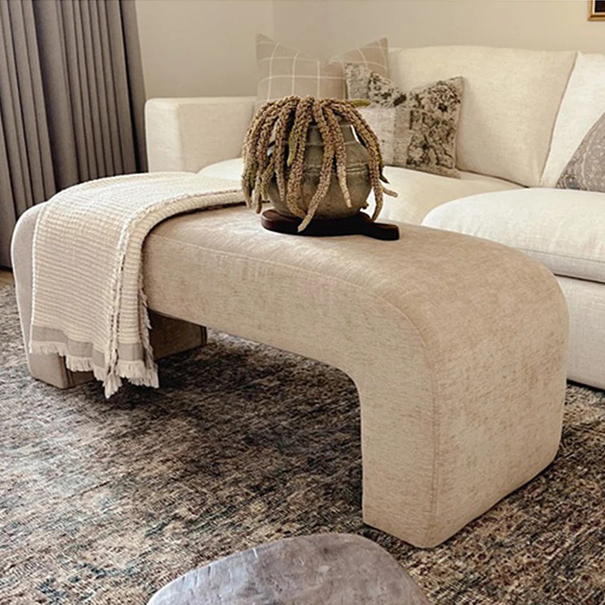 Steven 47" Chenille Waterfall Bench | Wayfair North America