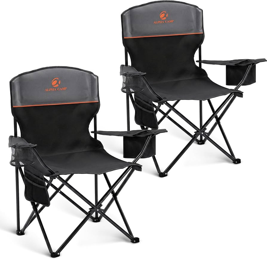 ALPHA CAMP 2-Pack Folding Camping Chair with Cooler Bag & Lumbar Support | Amazon (US)