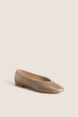 Metallic Taupe Leather Nina Flats | Tuckernuck (US)