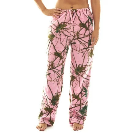 TrailCrest Women s Open Bottom Cotton Blend Cozy Sweatpants With 3 Pockets Yoga Lounge Hunting 4X Pink Camo | Walmart (US)
