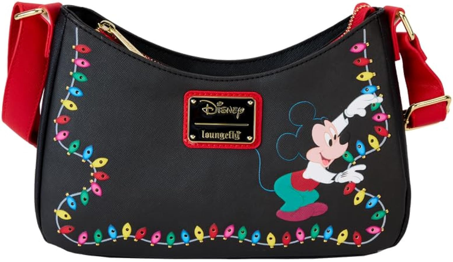 Loungefly Disney Mickey and Friends Christmas Light Decorations Crossbody Bag | Amazon (US)