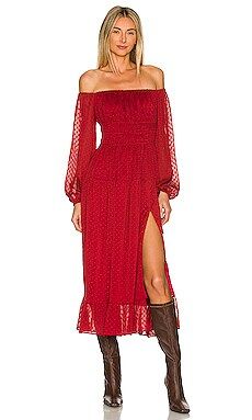 Tularosa Luke Midi Dress in Deep Red from Revolve.com | Revolve Clothing (Global)