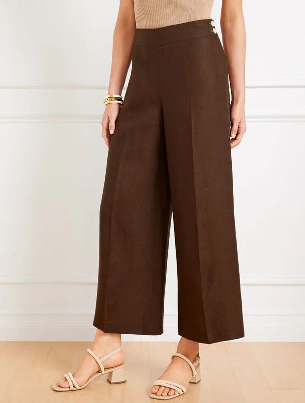 Classic Linen Wide Crop Pants | Talbots