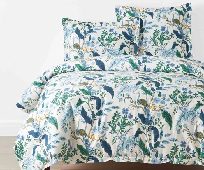 Peacock Ivory Sateen Duvet Cover | Rifle Paper Co. | Rifle Paper Co.