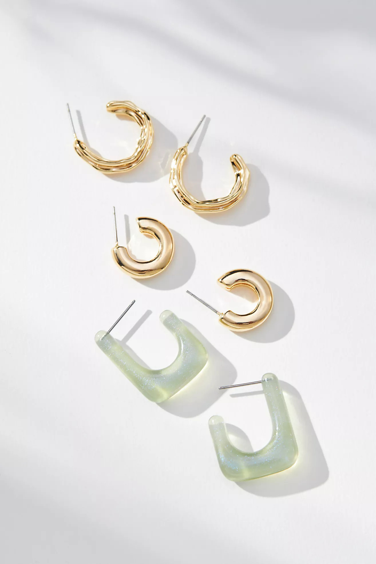 Resin & Metal Huggie Earrings, Set of 3 | Anthropologie (US)