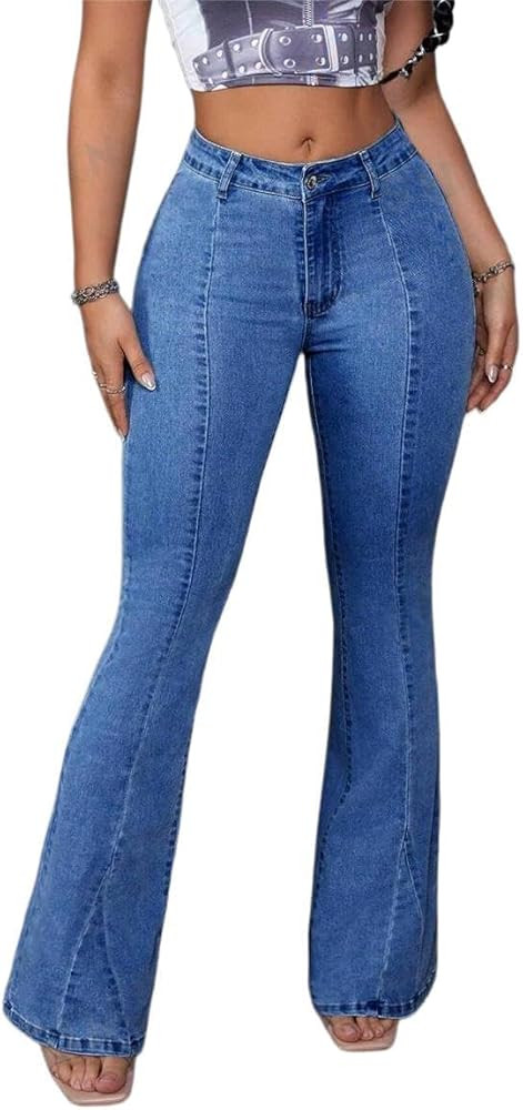 Flare Jeans for Women Bell Bottom Jeans High Waisted Slimming Stretchy Denim Pants | Amazon (US)