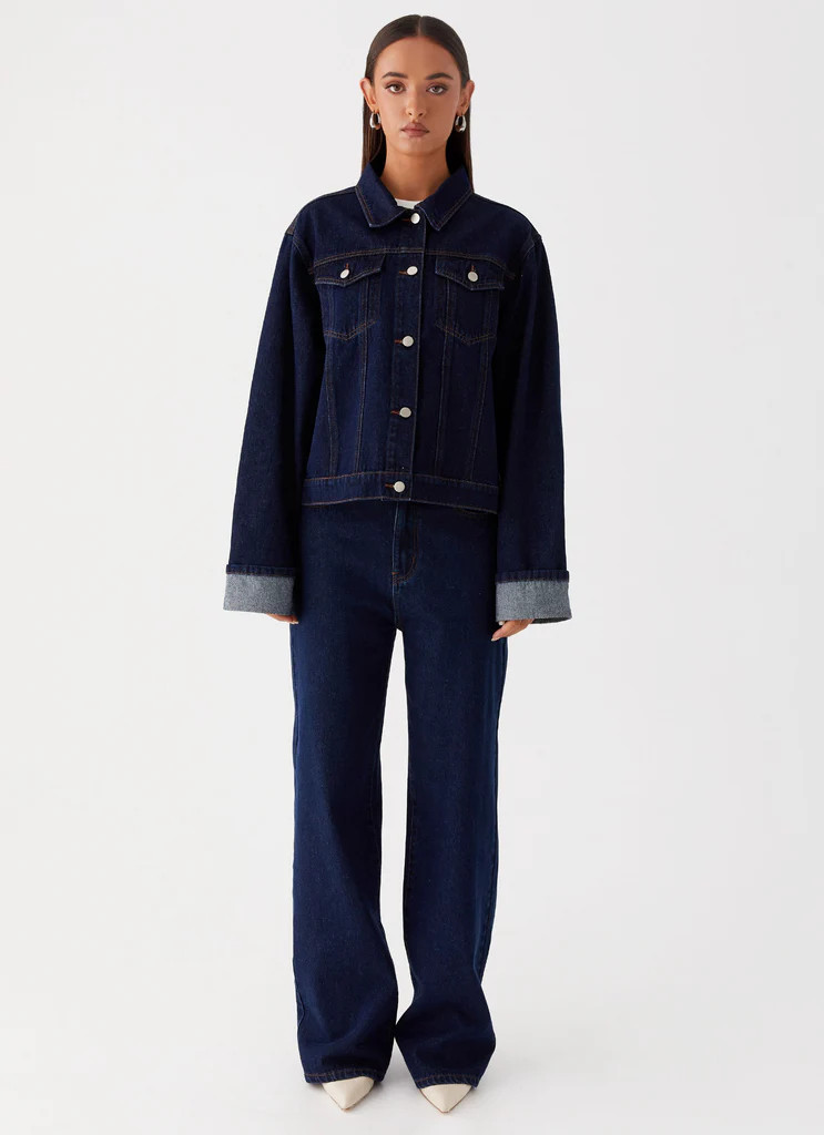 Back Again Oversized Denim Jacket - Blue | Peppermayo (Global)