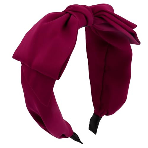 Galuobal Cute Burgundy Big Bow Headbands for Women Girls Cute Vintage Bowknot Wide Headband Non-Slip Fashion Hair Accessories for Halloween Christmas Holiday Cosplay Daily | Amazon (US)