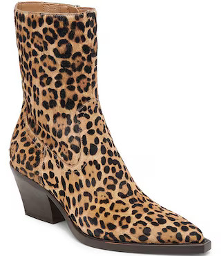 Dolce Vita Rutger Leopard Calf Hair Pointed Toe Western Booties | Dillard's | Dillard's