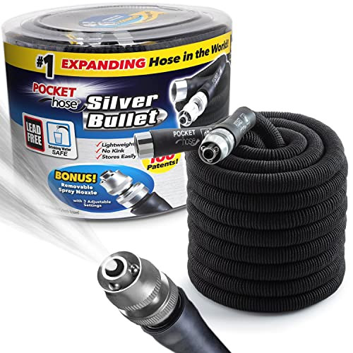 Pocket Hose Silver Bullet 75 ft Turbo Shot Nozzle Multiple Spray Patterns Expandable Garden Hose ... | Amazon (US)