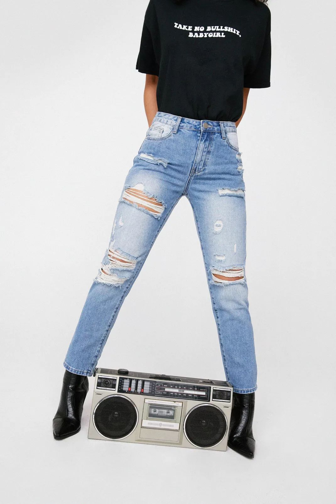Distressed Ripped Faded Boyfriend Jeans | Nasty Gal (US)