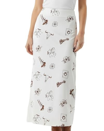 BEAUTYZIN Boho Maxi Skirt for Women - Western Long Skirts Cowboy Print Bodycon A-line Skirt for Women (US, Alpha, X-Large, Regular, Regular, Beige) | Amazon (US)