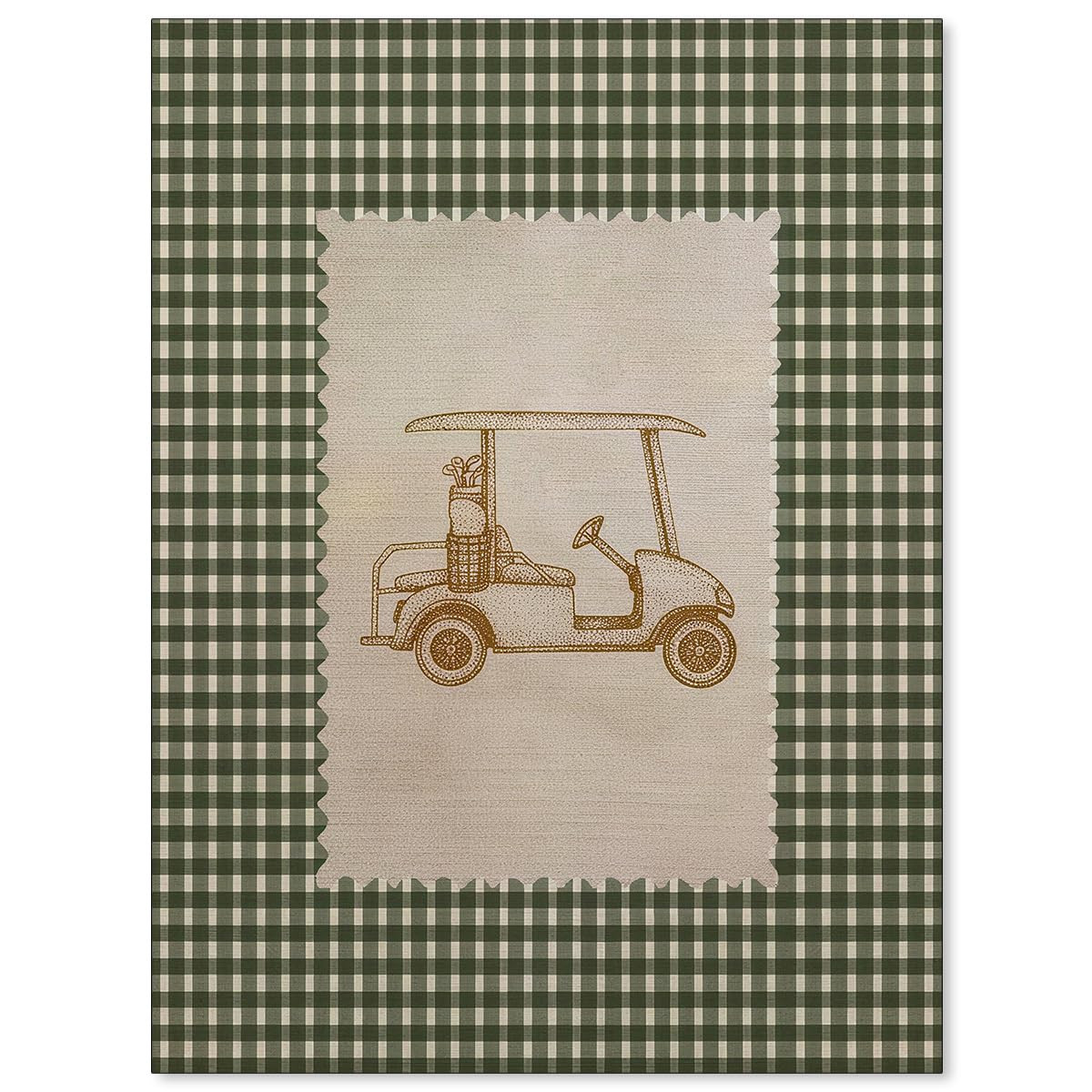 Haitunone Vintage Golf Cart Wall Art Rustic Green Gingham Poster Retro Unique Golf Sports Canvas ... | Amazon (US)