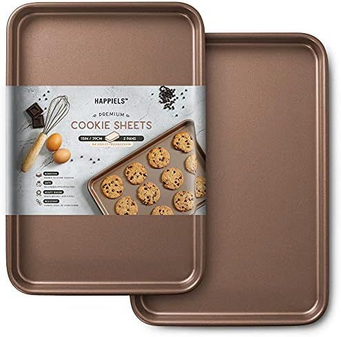 HAPPIELS Premium Extra Thick 15-inch Baking Sheets Nonstick 2-Pack | Cookie Sheets Nonstick Set 1... | Amazon (US)
