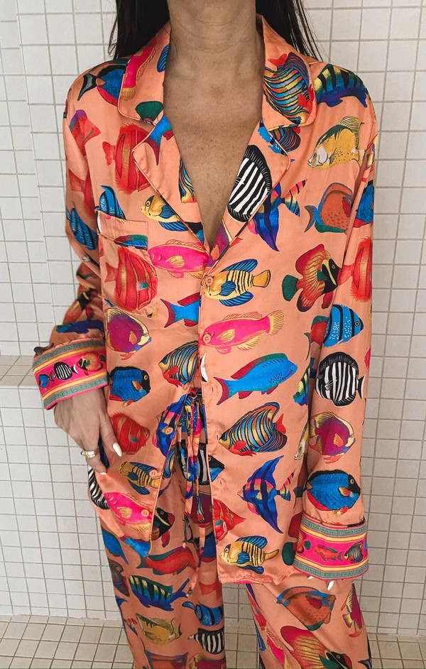 Classic PJ Set ~ Coral Rainbow Reef Silky | Show Me Your Mumu