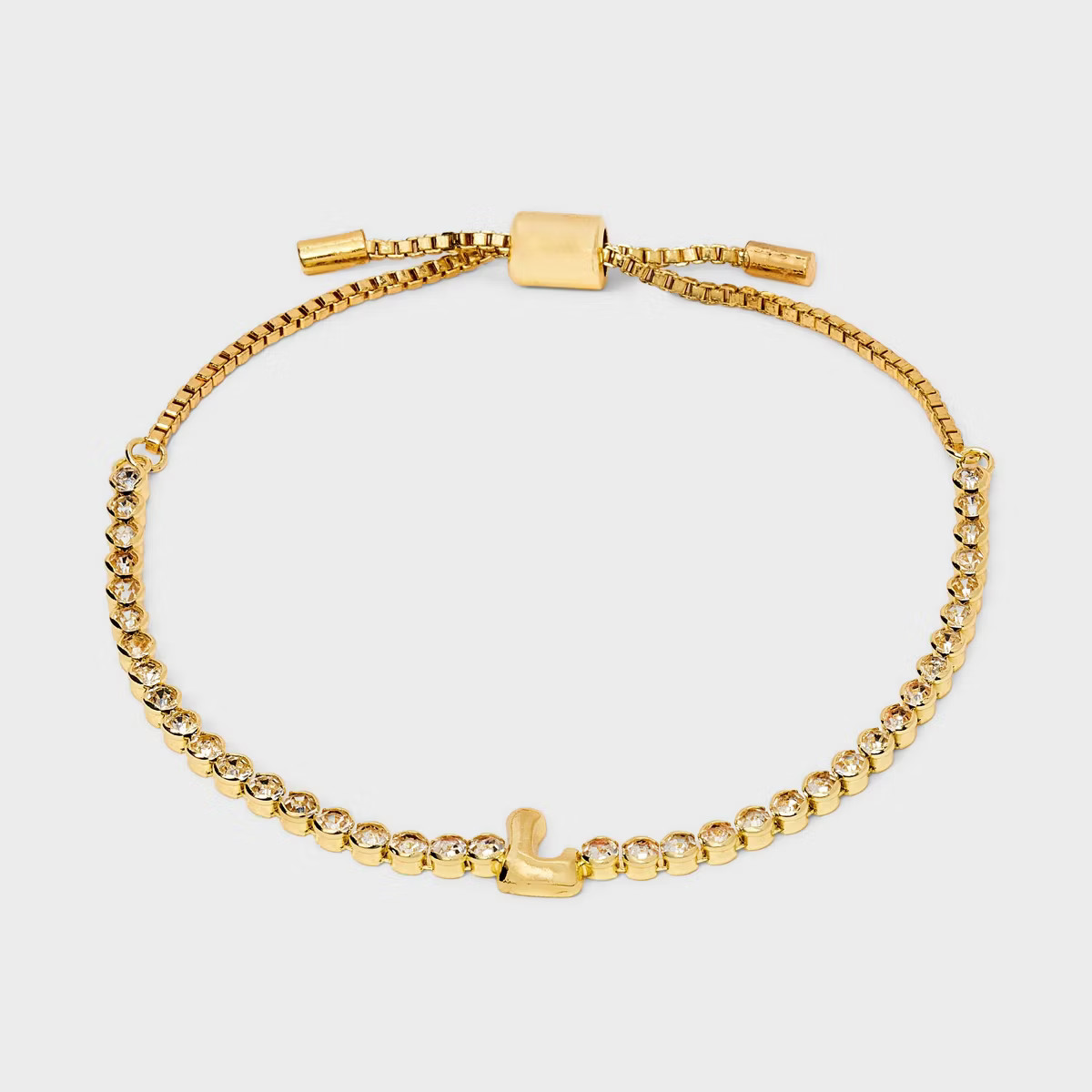 SUGARFIX by BaubleBar Crystal Initial "E" Chain Bracelet - Gold: Brass Stretch Jewelry, Drawstrin... | Target