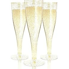 Prestee 24 Plastic Champagne Flutes - Gold Champagne Flutes Plastic - Gold Disposable Mimosa Flut... | Amazon (US)