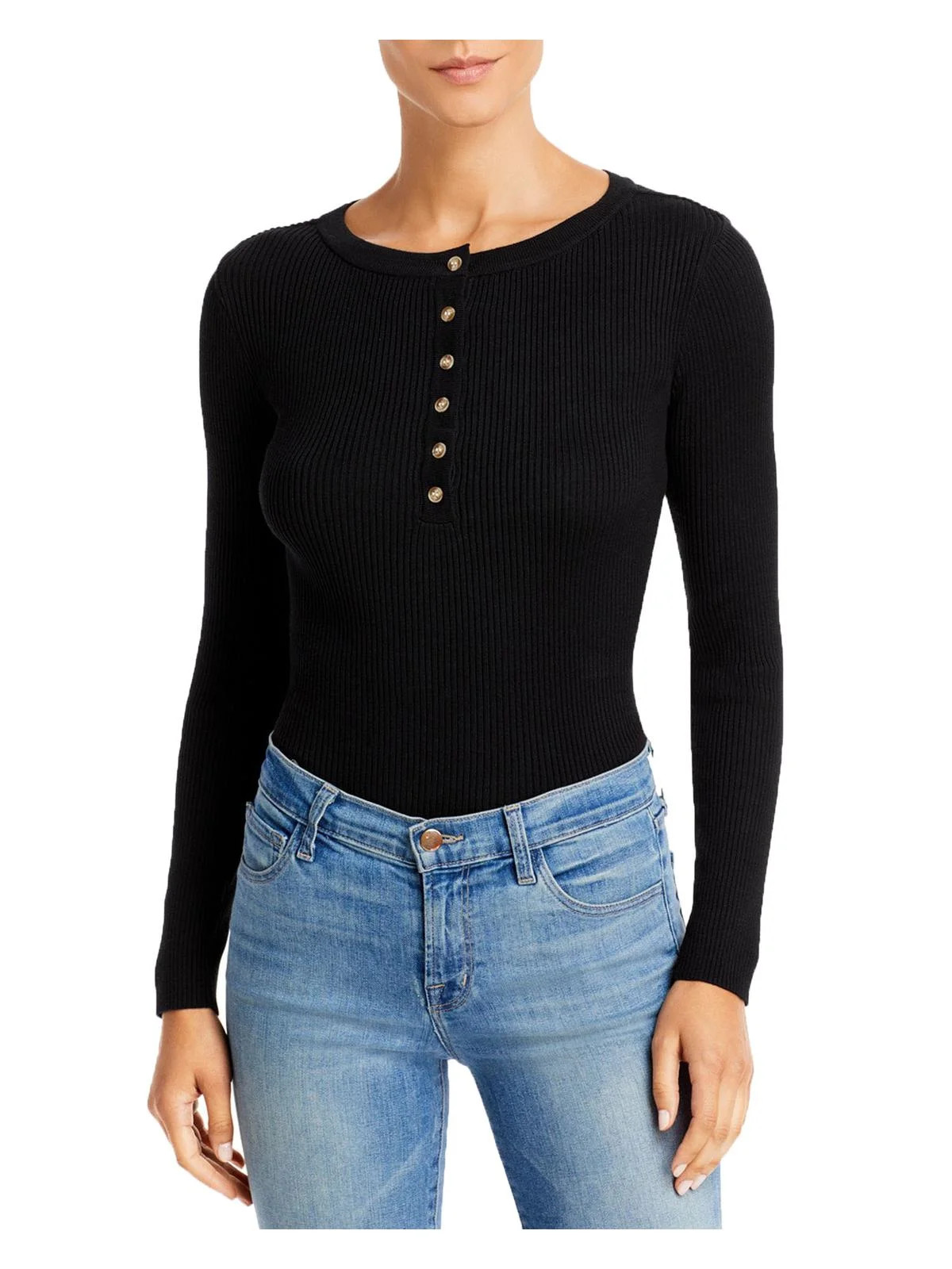 Aqua Womens Ribbed Henley Bodysuit | Walmart (US)
