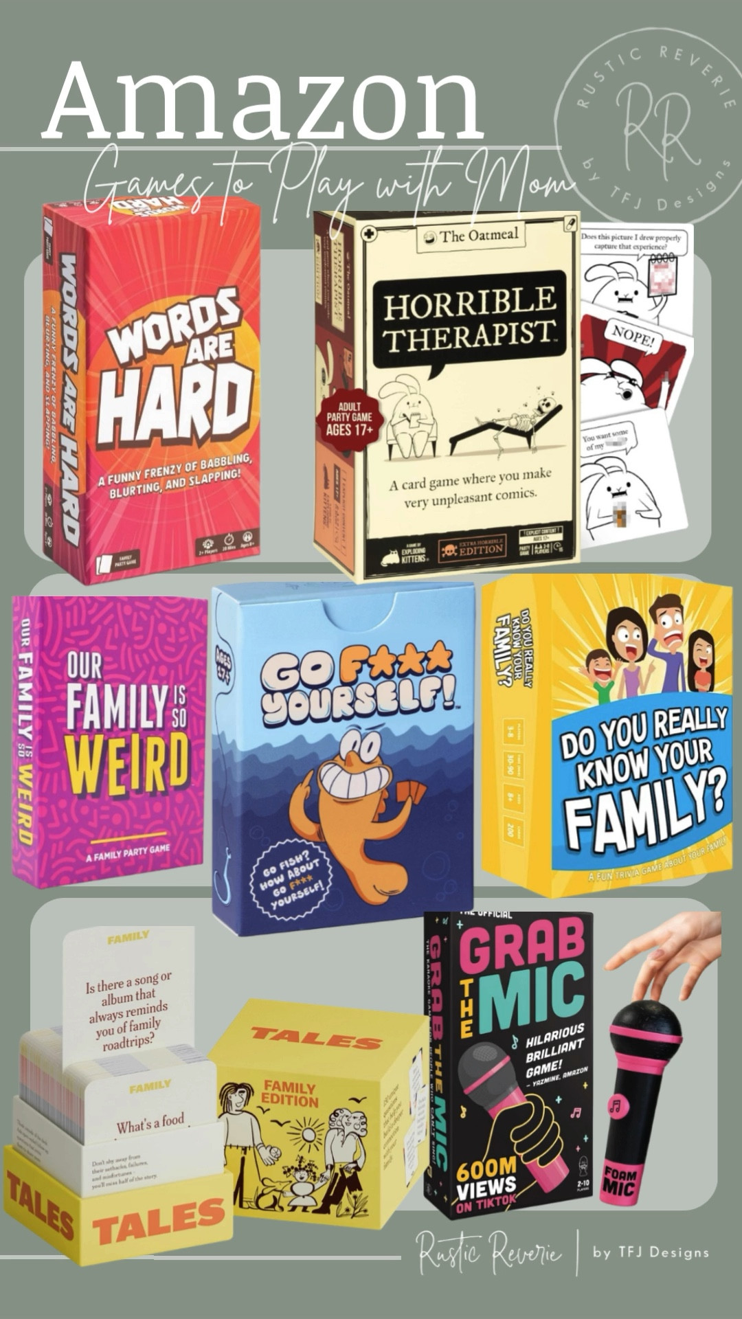 Games to play with Mom! We love a funny and fast card game, and they really help prioritize connection. ❤️ screen free mothers day gift idea little kids adults teens teenager amazon creator favorites affordable horrible therapist words are hard grab the mic tales family edition

#LTKMothersDay #LTKSaleAlert #LTKOver40