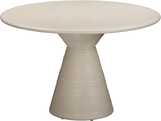 Fern Beige Textured Faux Plaster Concrete Indoor/Outdoor Round Dining Table | Amazon (US)