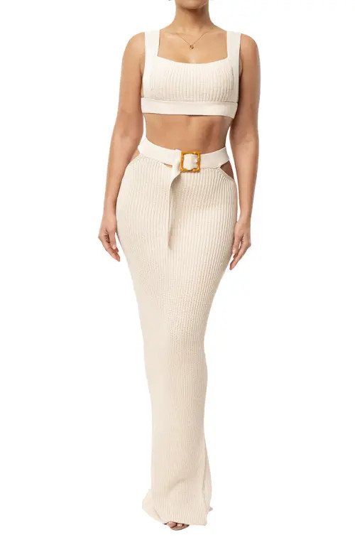 JLUXLABEL Nikole Crop Top & Skirt in Ivory at Nordstrom, Size Medium | Nordstrom