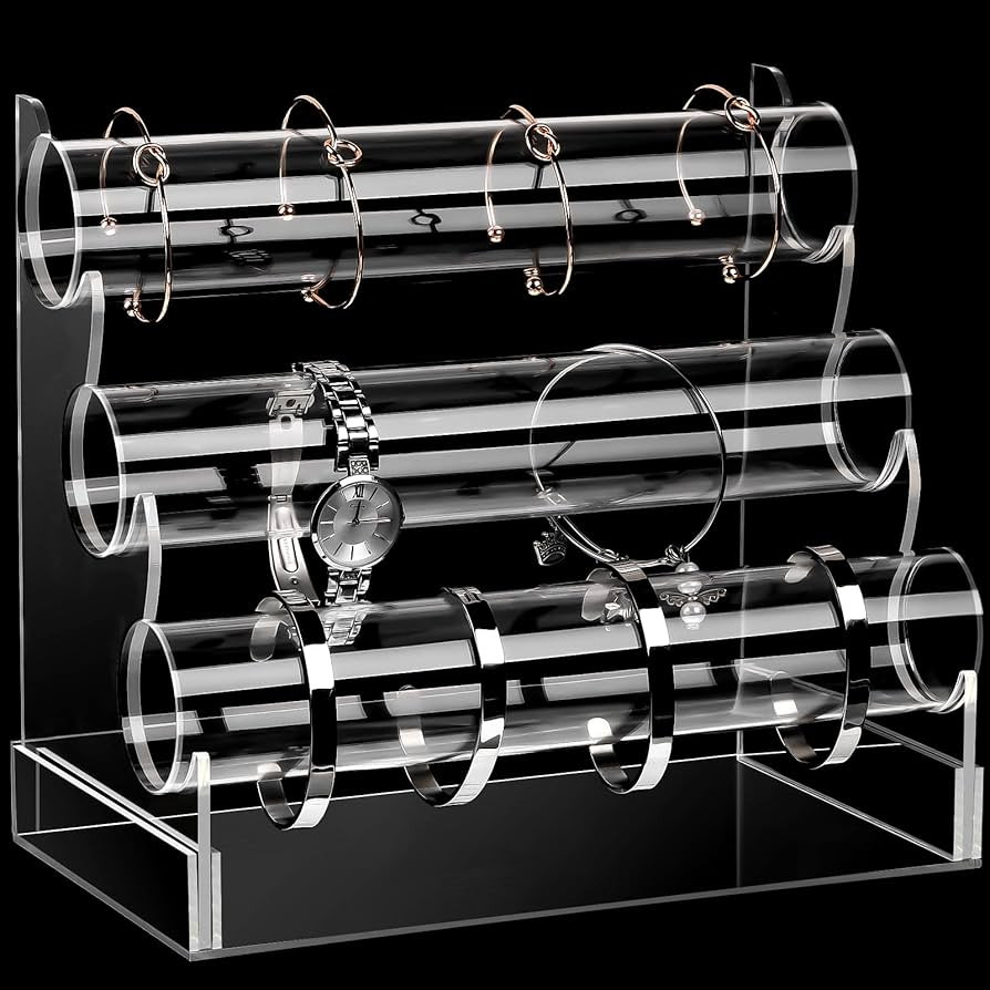 Clear Acrylic Bracelet Holder with 3 Tier Racks, Jewelry Organizer Stand and Display Jewelry Orga... | Amazon (US)