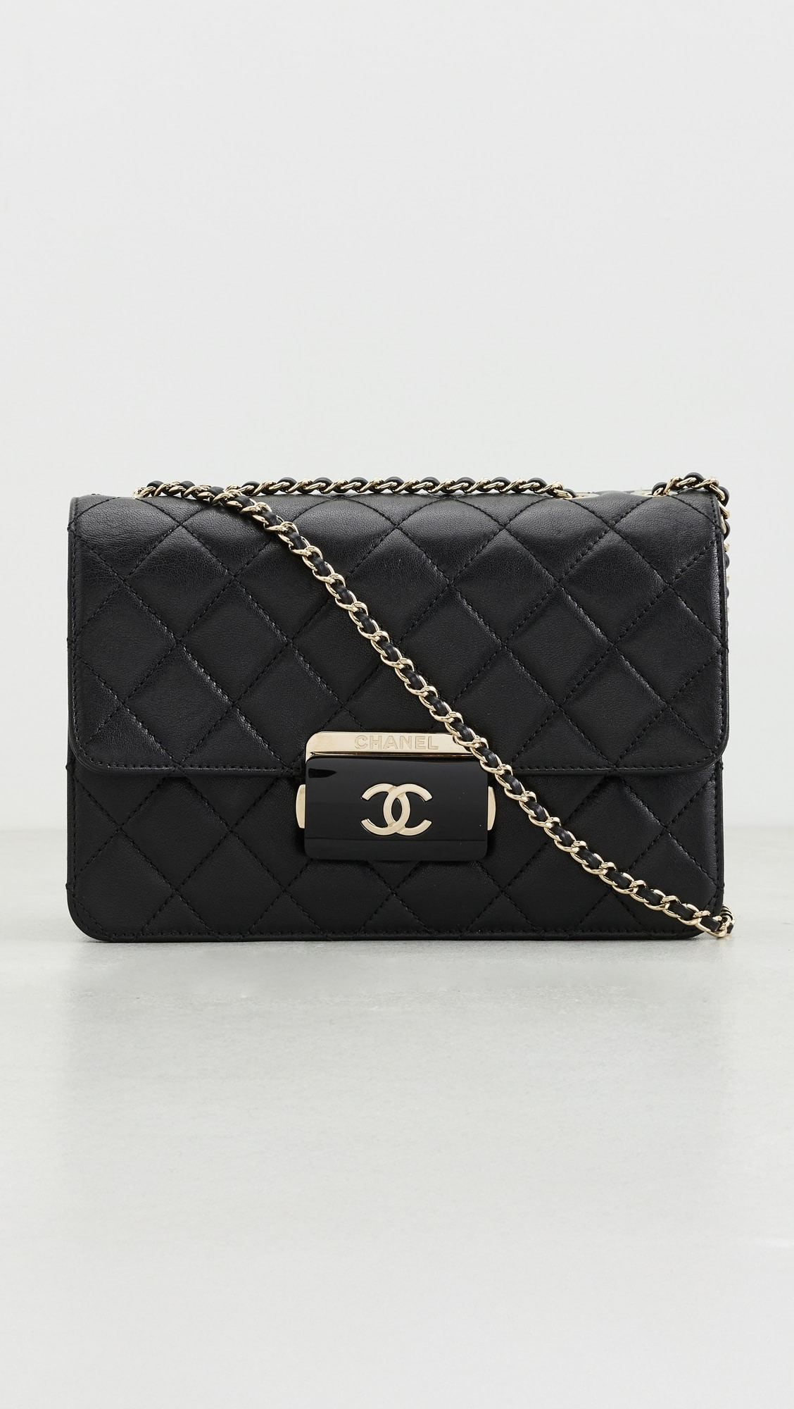 Chanel Black Lambskin Beauty Lock Flap M Shoulder Bag | Shopbop