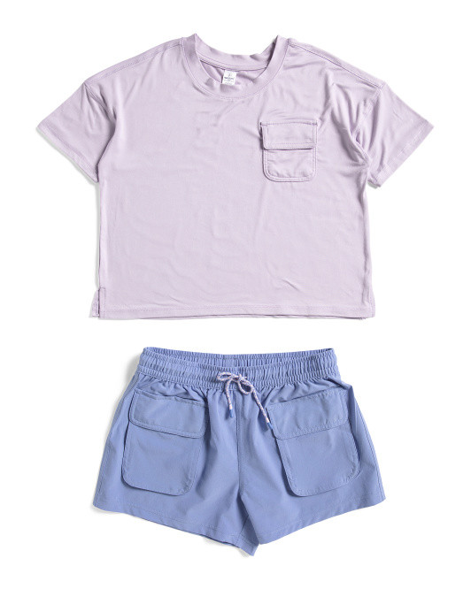 Big Girls Super Soft Boxy Cropped Tee And Shorts Set | TJ Maxx