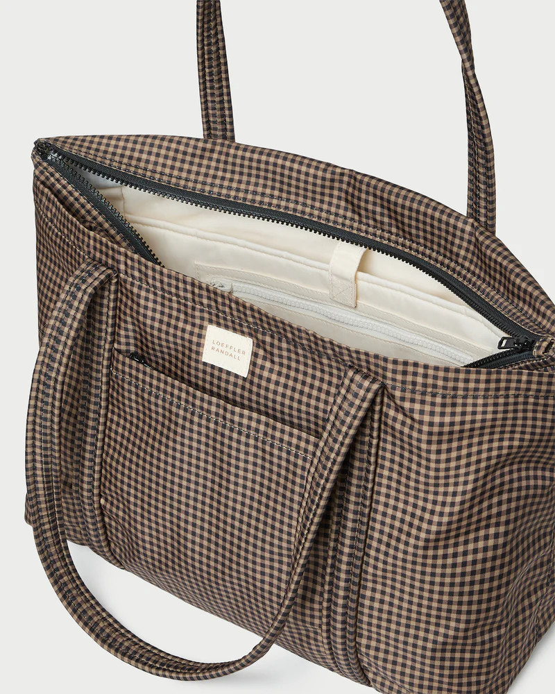Mira Brown/Black Check Everyday Tote | Loeffler Randall