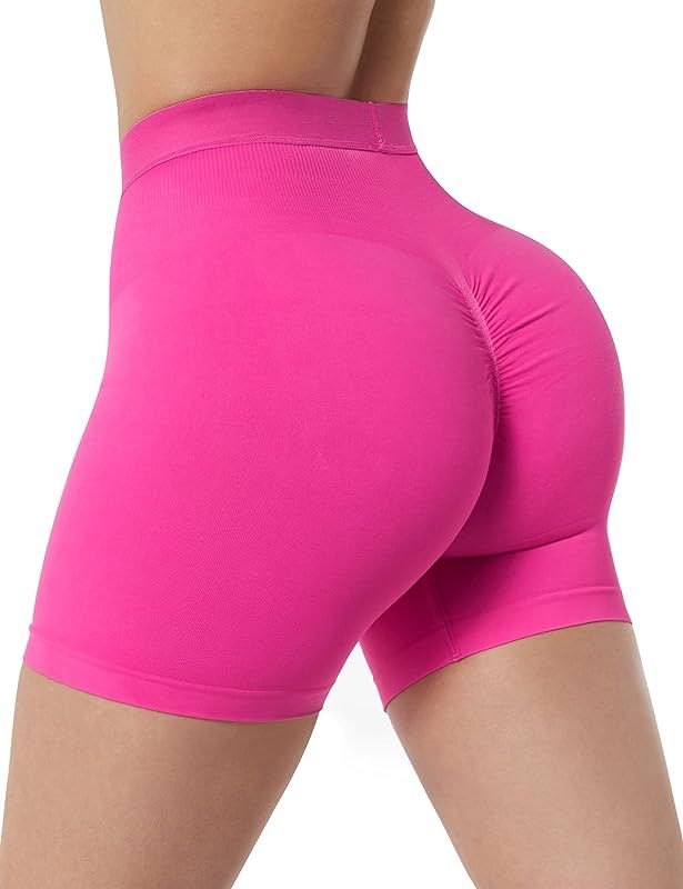 RXRXCOCO Women Seamless Butt Lifting Contour Yoga Short 3" High Waist Booty Gym Biker Shorts | Amazon (US)