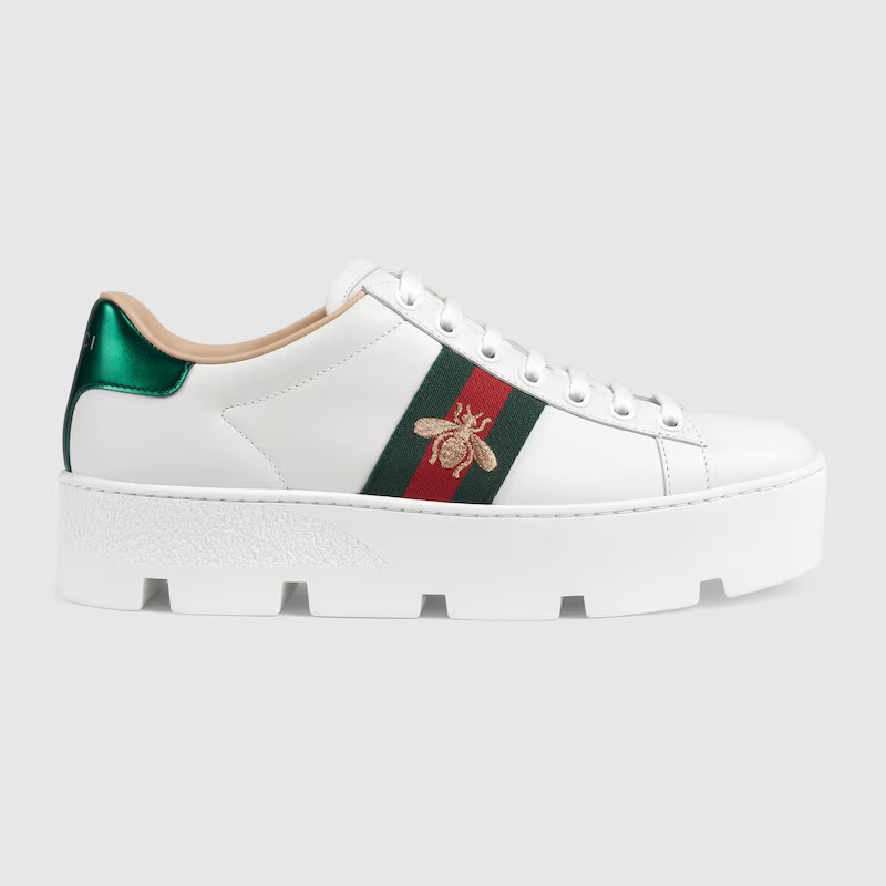GUCCI Women's Ace Platform Sneaker, White, Leather | Gucci (US)