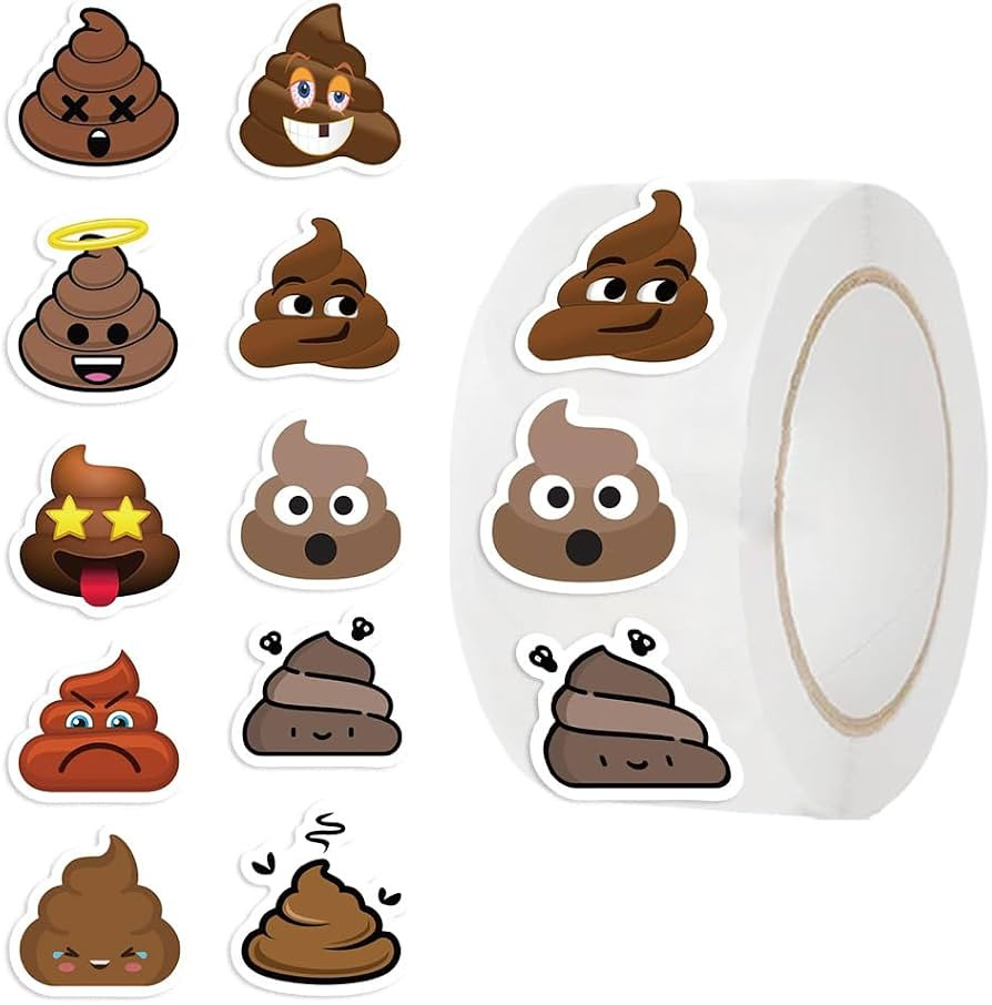500PCS Poop Emoji Stickers Roll, 1.1 Inch Funny Poop Stickers, 10 Designs Cute Emoji Labels, Self... | Amazon (US)