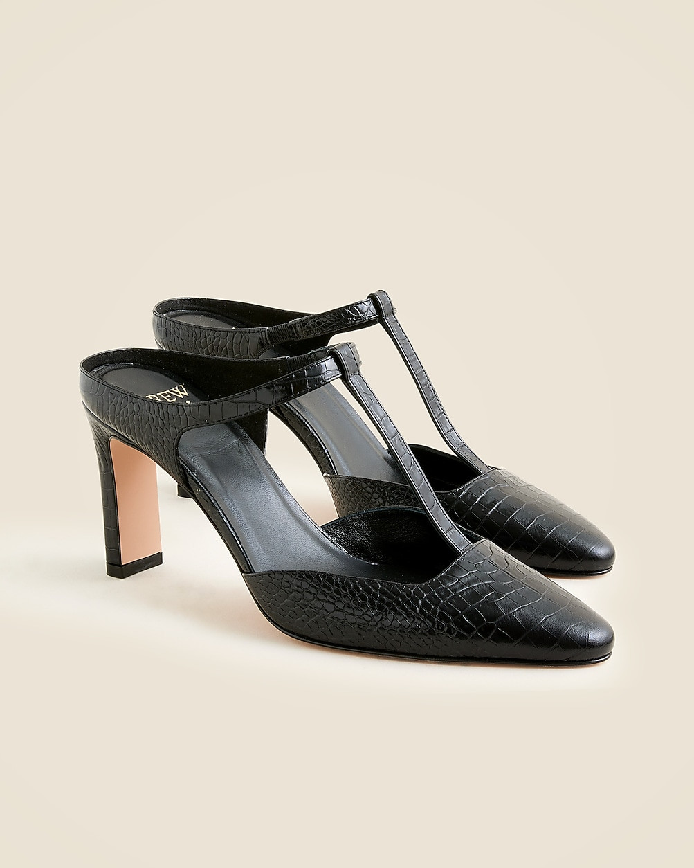 Made-in-Italy Jules T-strap pumps in croc-embossed leather | J. Crew US
