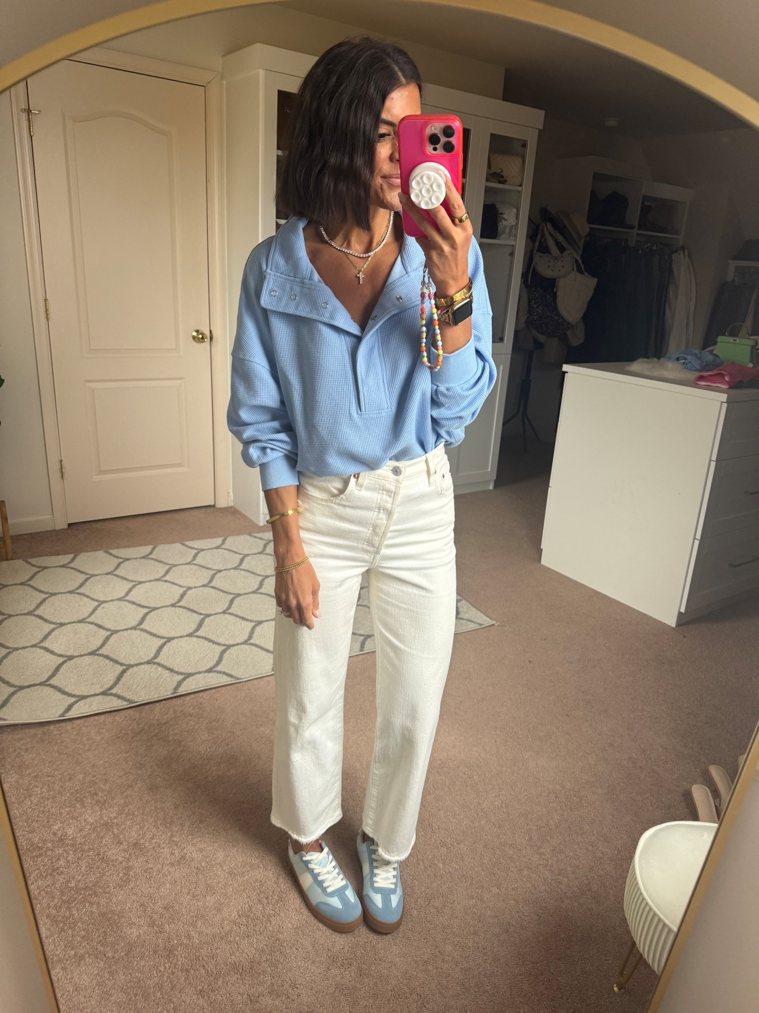 size small in top, size 26 in jeans Sneakers tts

#LTKSeasonal