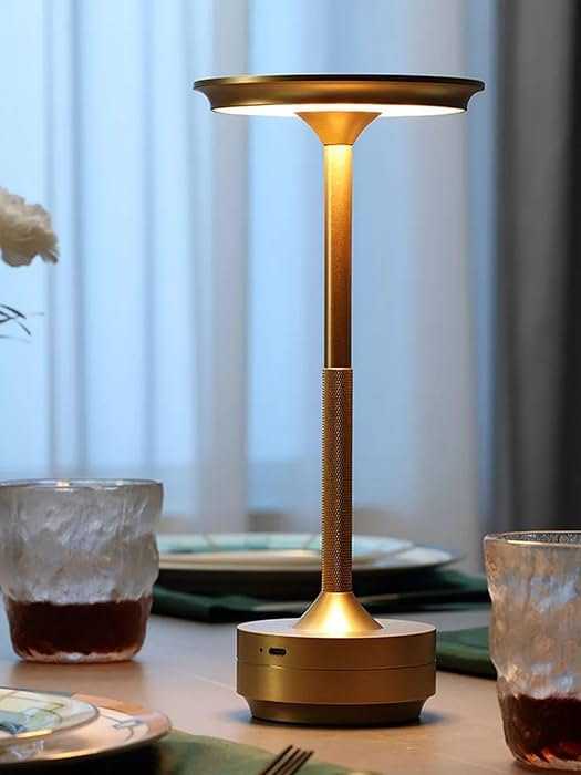 Gold Rechargeable Cordless Table Lamp, Battery Operated Table Lamp, Stepless Dimming Small Table ... | Amazon (US)