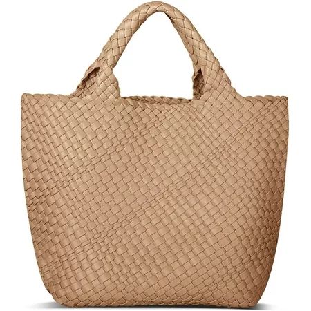 Womens Vegan Leather Woven Bag with Purse, Fashion Handmade Beach Tote Bag Top-handle Handbag | Walmart (CA)