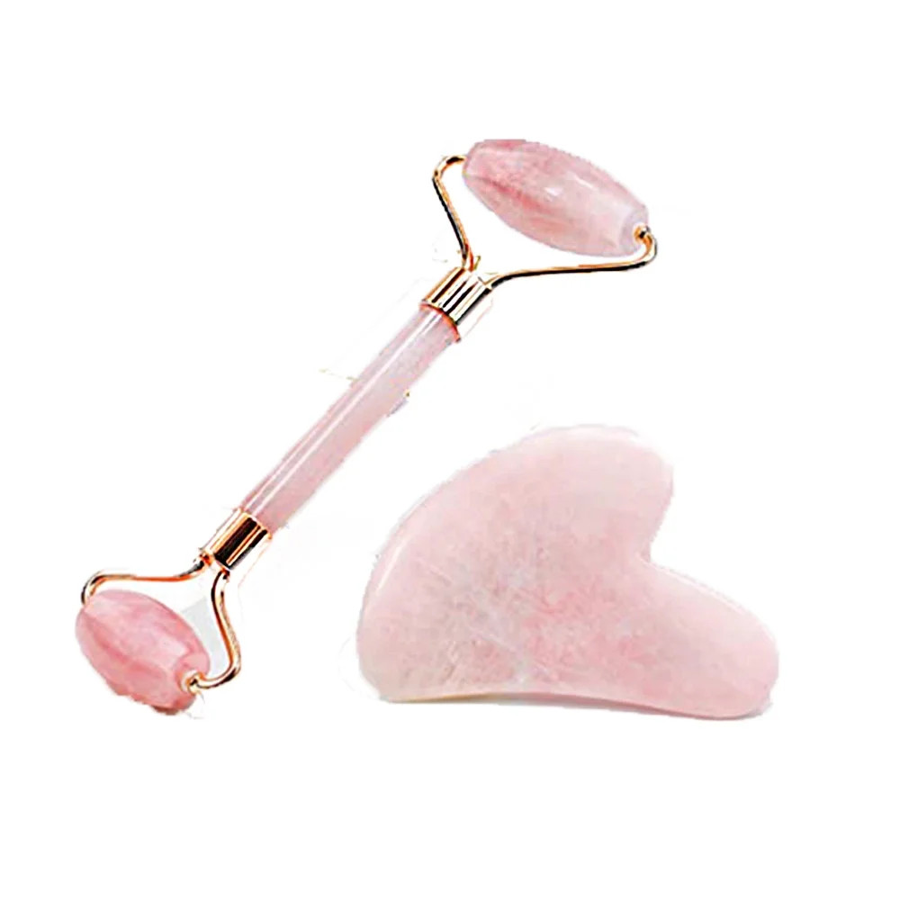 Dicasser Gua Sha Rose Quartz Roller Face Roller GuaSha Stone Set Massage Face Scraper for Face Ey... | Walmart (US)