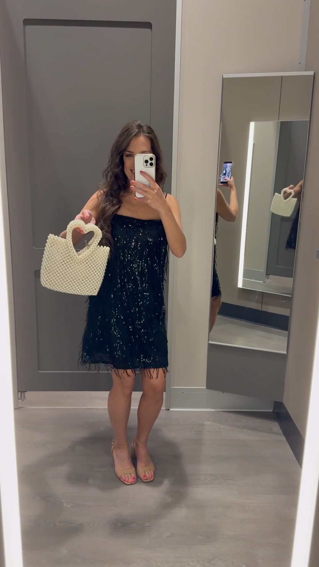 One of my favorite dresses at Target! So fun for a dancing dress or out on the town! Fun, sparkly black dress! 🖤🖤🖤 So cute for Valentine’s Day either way this heart bag! 

#LTKValentine #LTKSeasonal #LTKootd