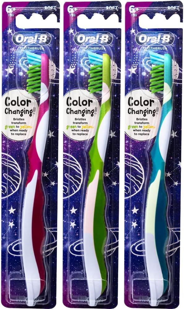Oral-B Pro-Health Junior CrossAction Galaxy Toothbrush, Ages 6+, Soft - Pack of 3 | Amazon (US)