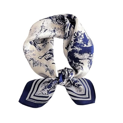 JERLA 100% Mulberry Silk Neck Scarf 21"x21" Small Square Scarfs for Women handbag scarf Gift Packed (Blue navy forest), Blue Navy Forest, S | Amazon (UK)