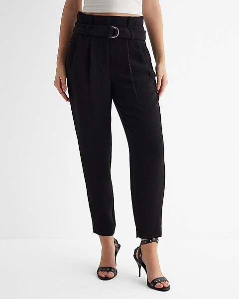 Stylist Super High Waisted Belted Paperbag Ankle Pant | Express