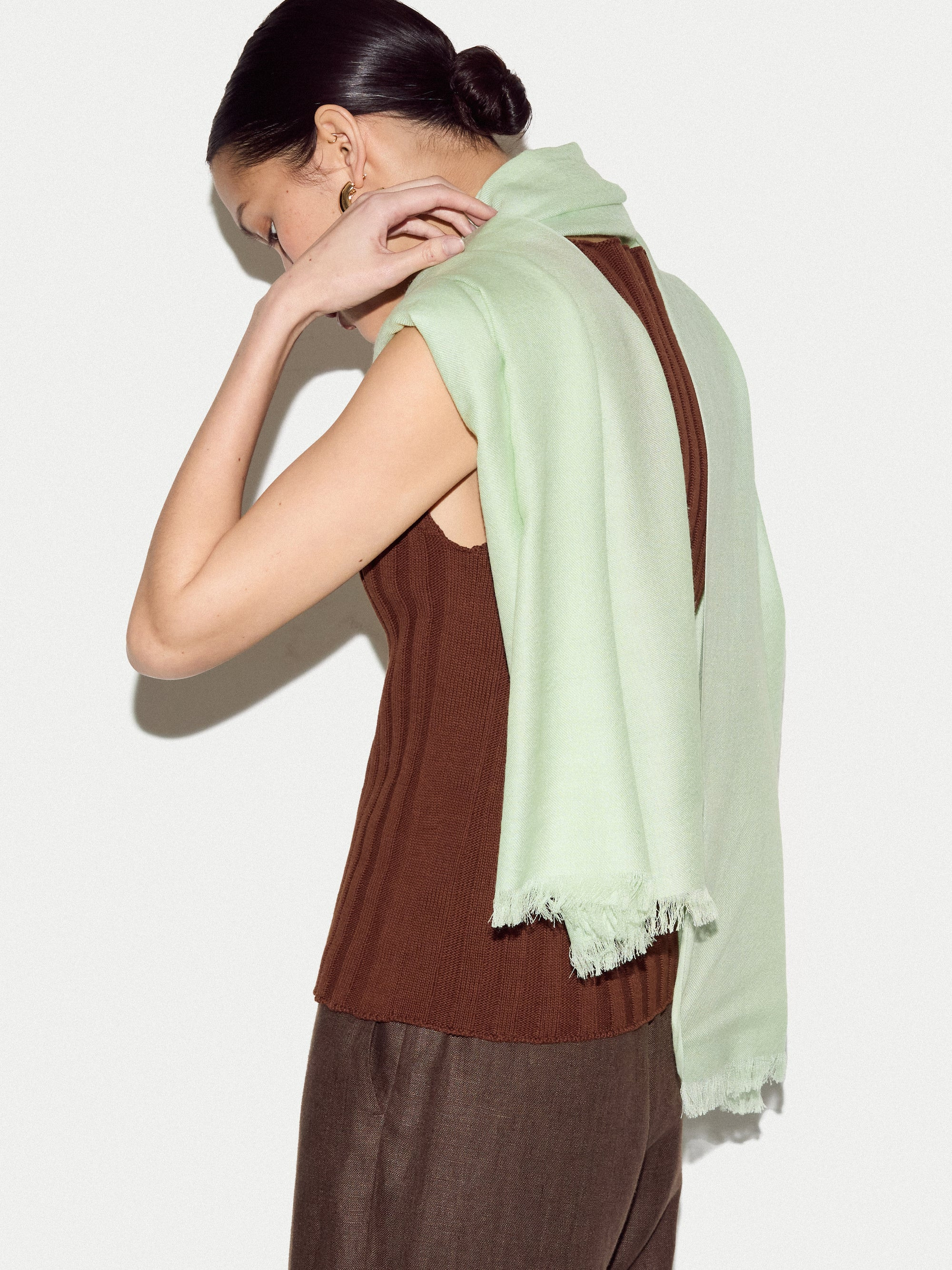 Wool Silk Pashmina | Light Green | Jigsaw (UK)