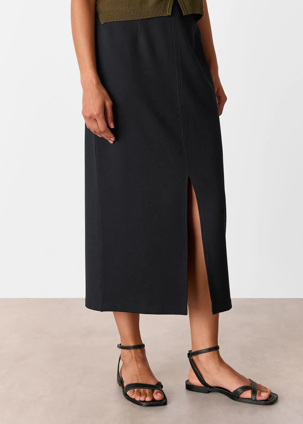 Black Ponte Straight Skirt | WHISTLES | Whistles UK | | Whistles