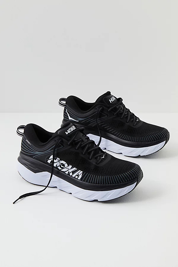 HOKA Bondi 7 Sneakers by HOKA at Free People, Black / White, US 8.5 | Free People (Global - UK&FR Excluded)