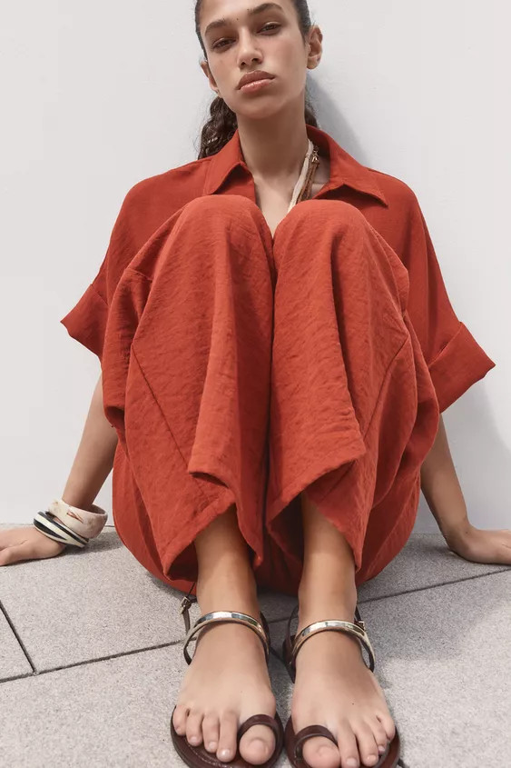 FLAT SANDALS WITH METAL APPLIQUÉ | Zara US