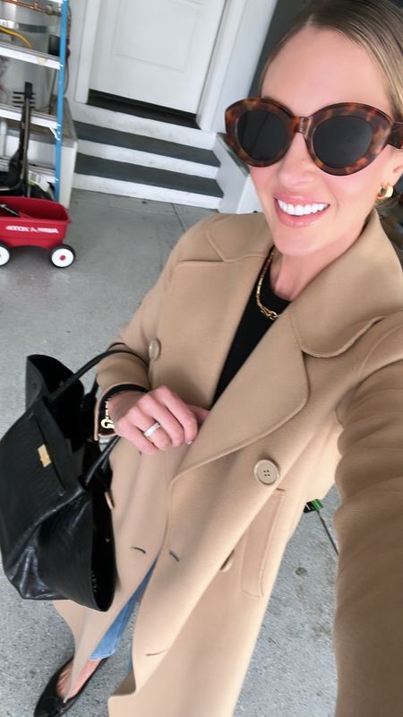 Camel coat
Black purse
Demellier purse
Favorite jeans 

#LTKstyletip