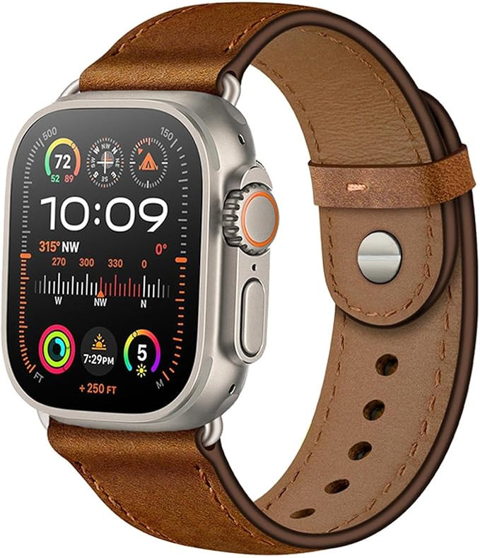 OUHENG Compatible with Apple Watch Band 42mm/41mm/40mm/38mm, Genuine Leather Bands Replacement St... | Amazon (US)