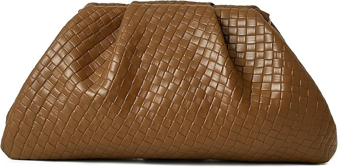 Women's Woven Evening Bag Ruched Dumpling Clutch Purse Detachable Chain Crossbody Bag | Amazon (US)